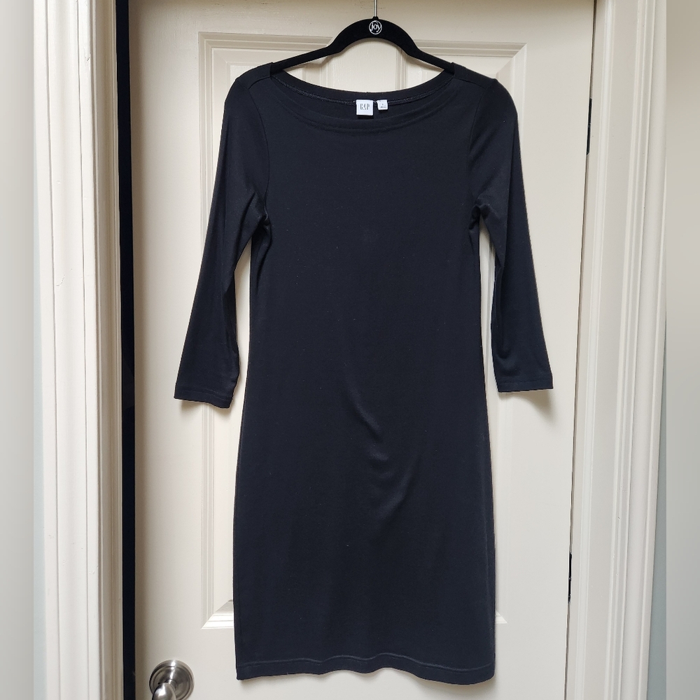 Gap Black 3/4 Sleeve Pima Cotton Blend Knit Dress, Size Small
